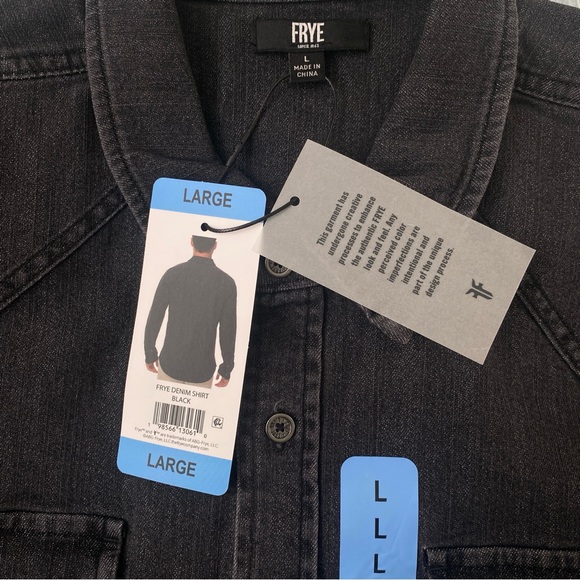 Frye Men’s Denim Long Sleeve Button Down Shirt Black Large - NWT - Picture 6 of 6